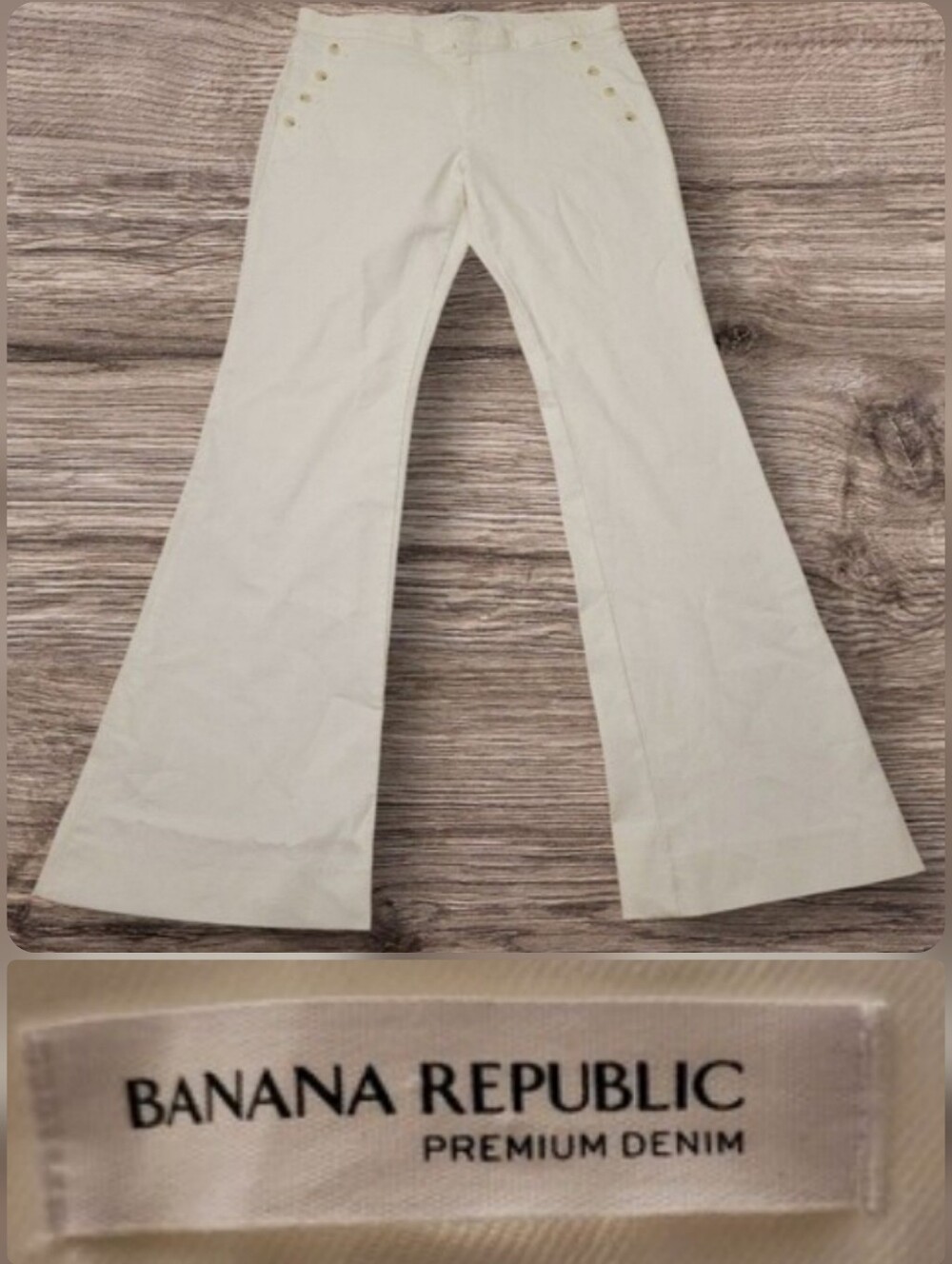 Banana Republic Premium Denim White Flare Leg Jeans Womens Size 32L (36x34)